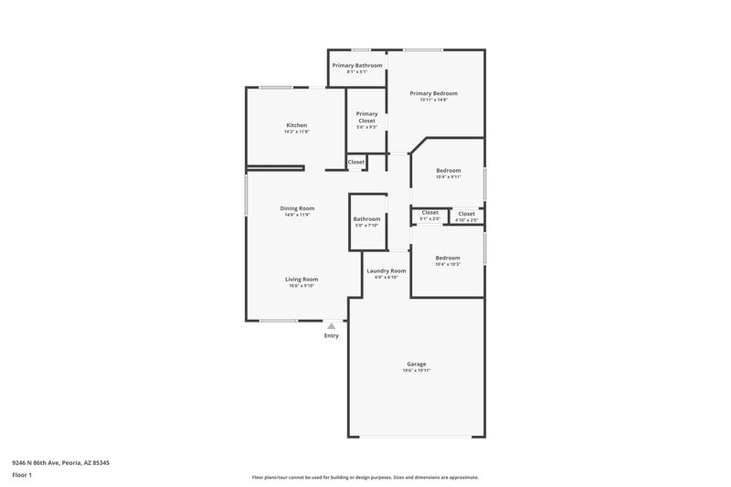 1,850/Mo, 9246 N 86th Avenue Peoria, AZ 85345 Floor Plan View