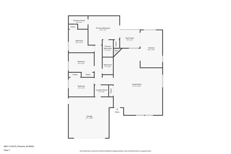 2,295/Mo, 6601 S 17th Place Phoenix, AZ 85042 Floor Plan View