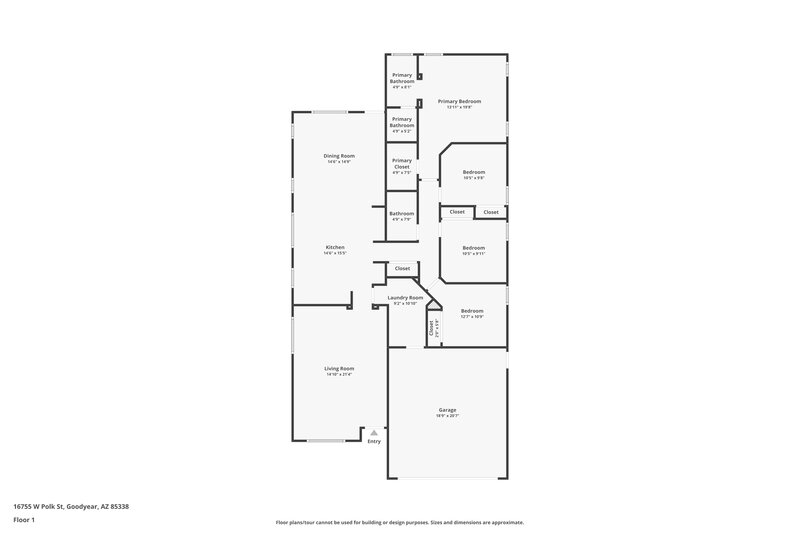 1,940/Mo, 16755 W Polk St Goodyear, AZ 85338 Floor Plan View