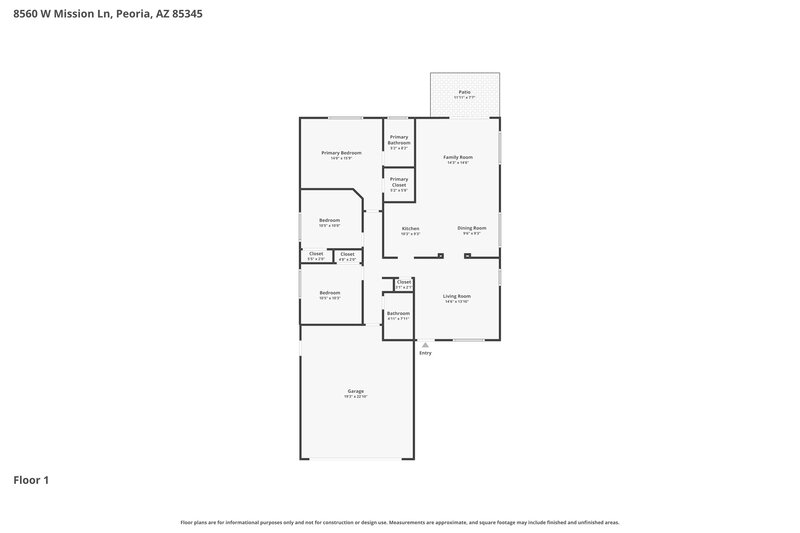2,015/Mo, 8560 W Mission Lane Peoria, AZ 85345 Floor Plan View