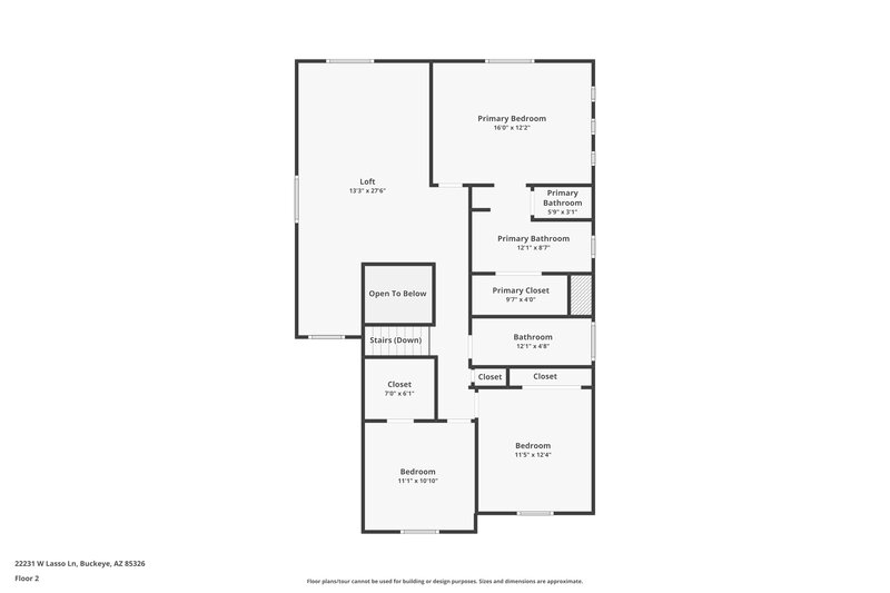 1,785/Mo, 22231 W Lasso Ln Buckeye, AZ 85326 Floor Plan View 2