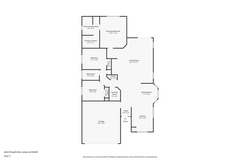 2,070/Mo, 4323 W Apollo Rd Laveen, AZ 85339 Floor Plan View