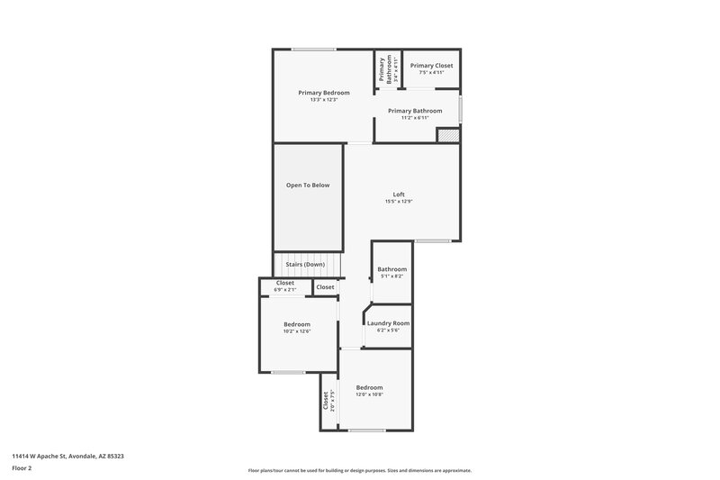 1,780/Mo, 11414 W Apache St Avondale, AZ 85323 Floor Plan View 2