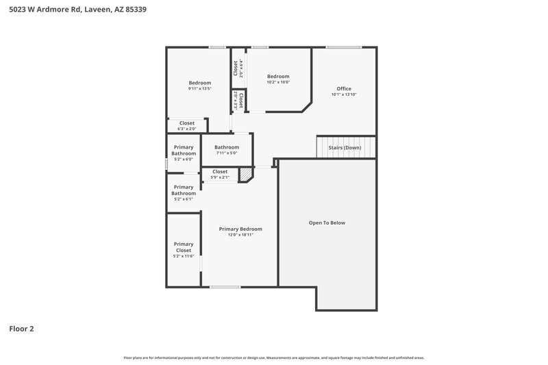 2,055/Mo, 5023 W Ardmore Road Laveen, AZ 85339 Floor Plan View 2