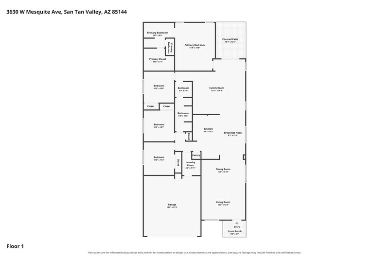 1,970/Mo, 3630 W Mesquite Avenue San Tan Valley, AZ 85144 Floor Plan View
