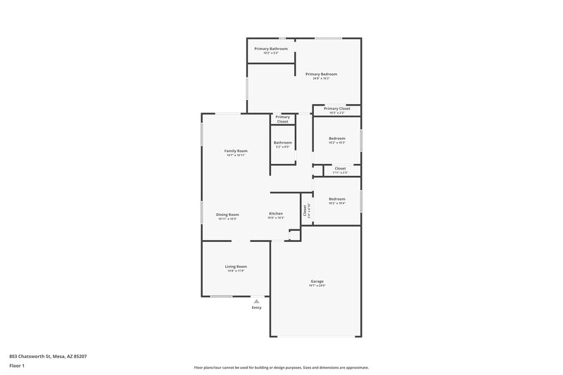 2,325/Mo, 803 S Chatsworth Street Mesa, AZ 85208 Floor Plan View