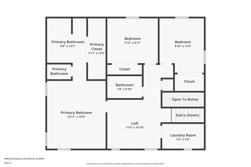 2,055/Mo, 9449 W Jamestown Rd Phoenix, AZ 85037 Floor Plan View 2