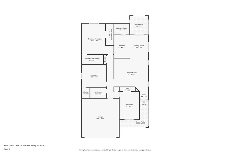 1,610/Mo, 1163 E Dust Devil Dr San Tan Valley, AZ 85143 Floor Plan View