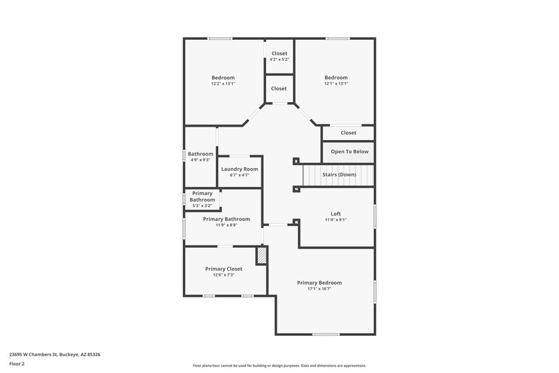 2,060/Mo, 23695 W Chambers St Buckeye, AZ 85326 Floor Plan View