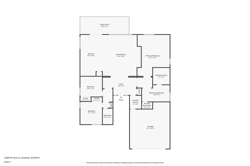 1,950/Mo, 13587 W Tara Lane Surprise, AZ 85374 Floor Plan View