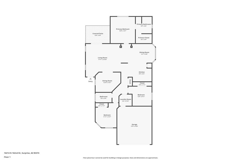 1,795/Mo, 16214 N 162nd Dr Surprise, AZ 85374 Floor Plan View