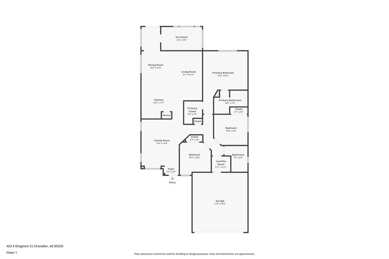 2,190/Mo, 423 S Kingston Court Chandler, AZ 85225 Floor Plan View