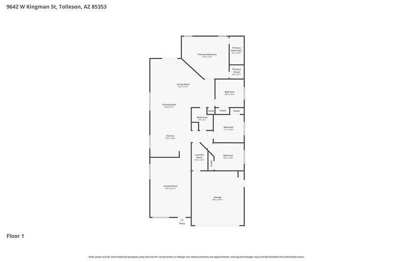 2,045/Mo, 9642 W Kingman St Tolleson, AZ 85353 Floor Plan View