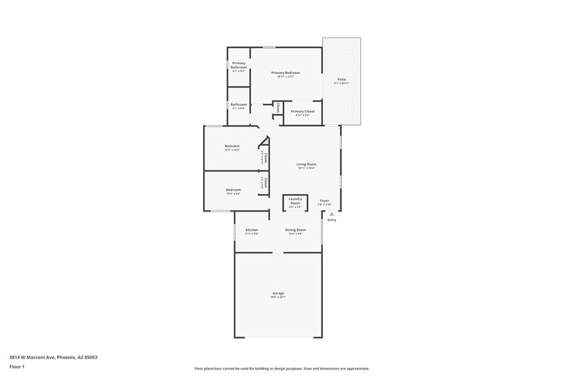 1,840/Mo, 3814 W Marconi Ave Phoenix, AZ 85053 Floor Plan View