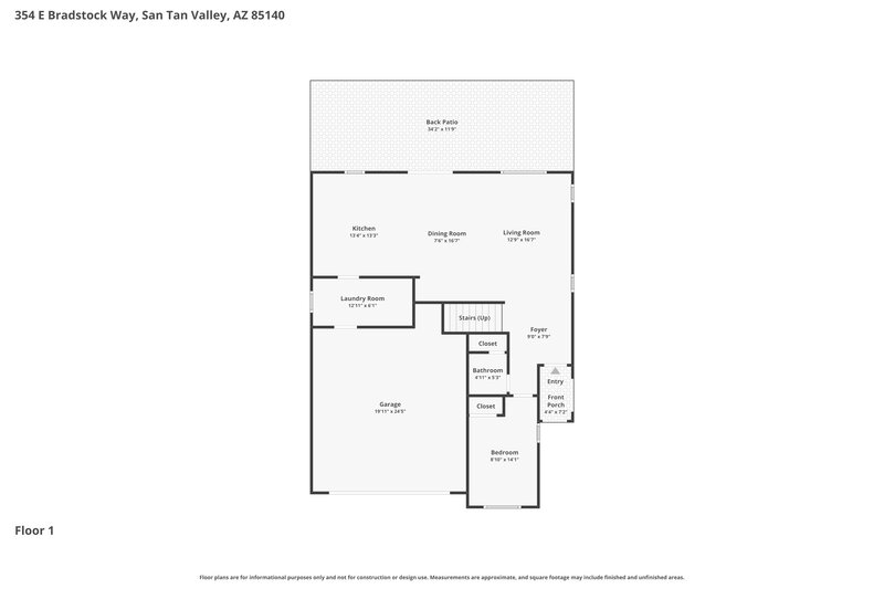 2,245/Mo, 354 E Bradstock Way San Tan Valley, AZ 85140 Floor Plan View