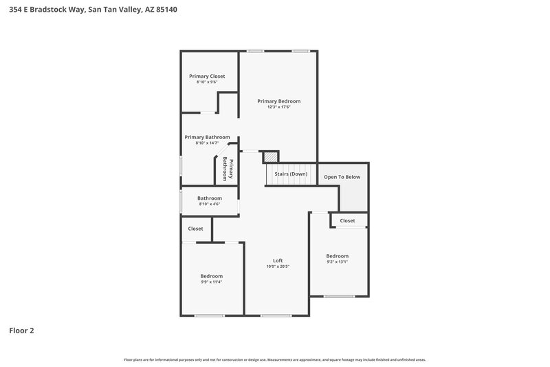 2,245/Mo, 354 E Bradstock Way San Tan Valley, AZ 85140 Floor Plan View 2