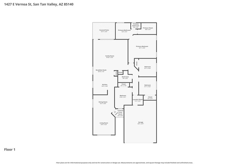 1,935/Mo, 1427 E Vernoa Street San Tan Valley, AZ 85140 Floor Plan View