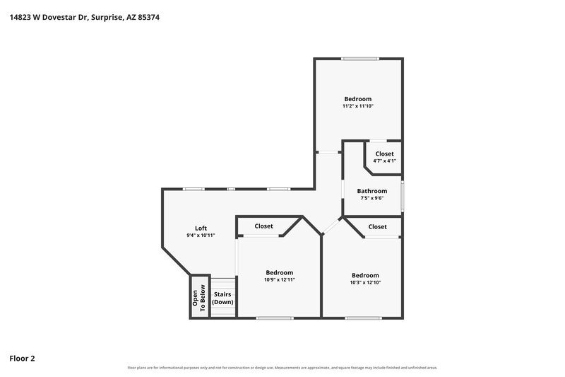 2,140/Mo, 14823 W Dovestar Drive Surprise, AZ 85374 Floor Plan View 2