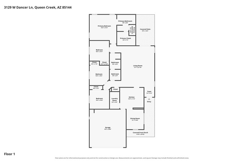 2,145/Mo, 3129 W Dancer Ln San Tan Valley, AZ 85144 Floor Plan View