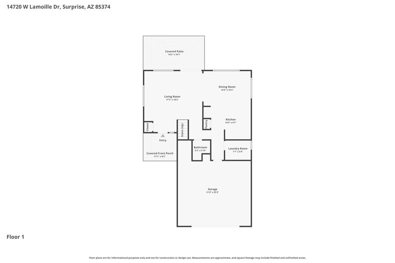 1,805/Mo, 14720 W Lamoille Dr Surprise, AZ 85374 Floor Plan View