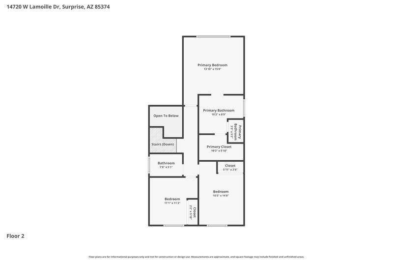 1,805/Mo, 14720 W Lamoille Dr Surprise, AZ 85374 Floor Plan View 2