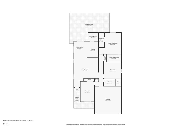 1,915/Mo, 6321 W Superior Ave Phoenix, AZ 85043 Floor Plan View