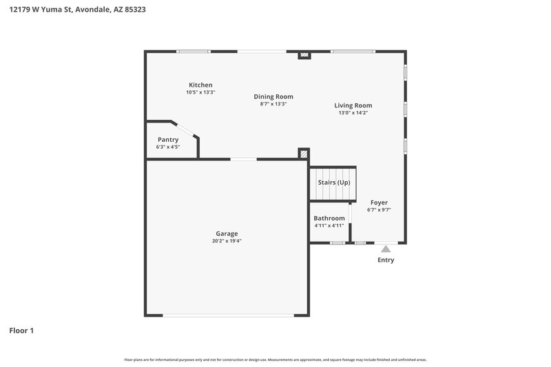 2,160/Mo, 12179 W Yuma St Avondale, AZ 85323 Floor Plan View