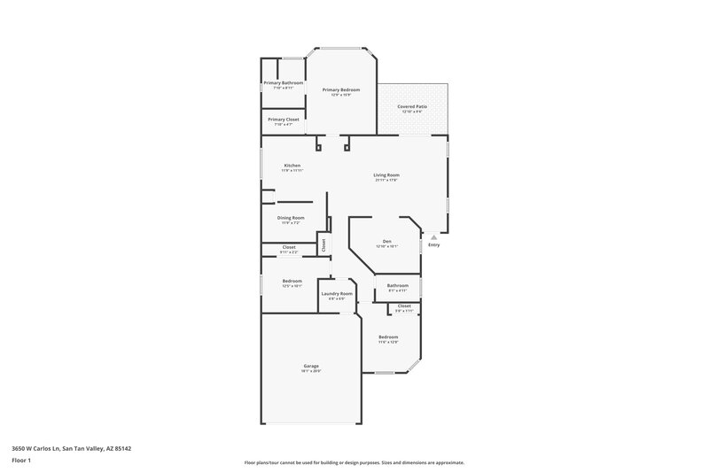 1,730/Mo, 3650 W Carlos Ln San Tan Valley, AZ 85142 Floor Plan View