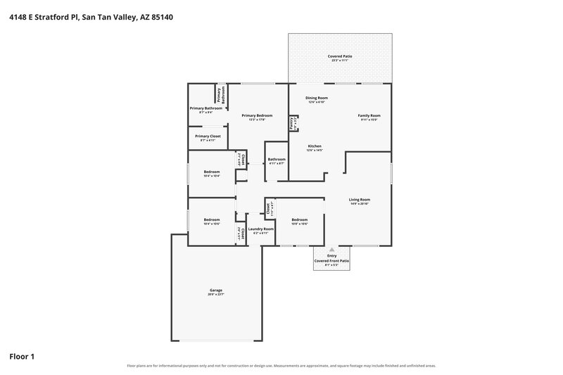 1,900/Mo, 4148 E Stratford Pl San Tan Valley, AZ 85140 Floor Plan View