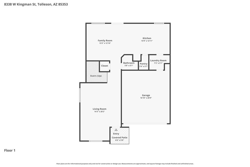 2,235/Mo, 8338 W Kingman St Tolleson, AZ 85353 Floor Plan View
