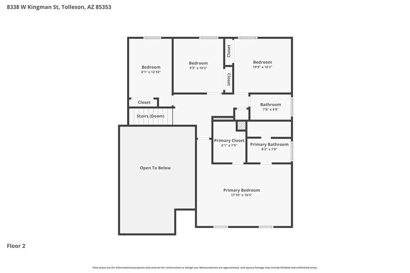 2,235/Mo, 8338 W Kingman St Tolleson, AZ 85353 Floor Plan View 2