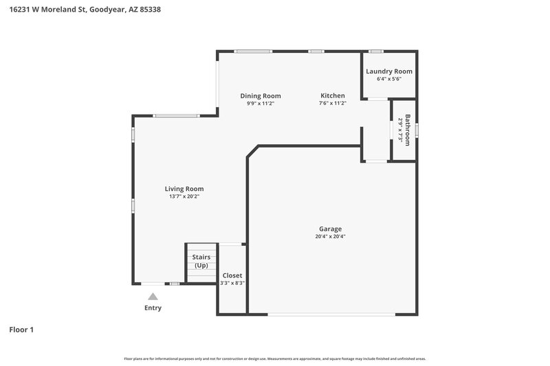 2,345/Mo, 16231 W Moreland St Goodyear, AZ 85338 Floor Plan View 2