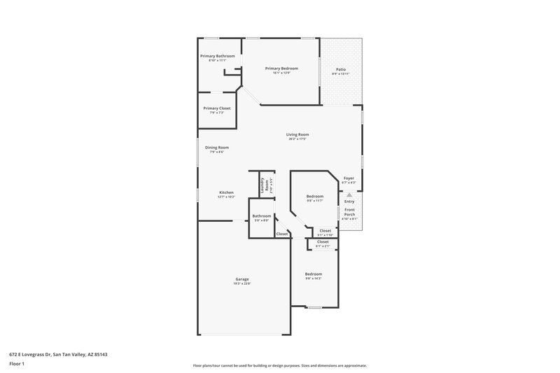 1,680/Mo, 672 E Lovegrass Dr San Tan Valley, AZ 85143 Floor Plan View