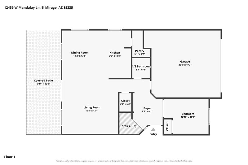 2,480/Mo, 12456 W Mandalay Ln El Mirage, AZ 85335 Floor Plan View
