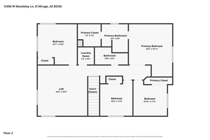 2,480/Mo, 12456 W Mandalay Ln El Mirage, AZ 85335 Floor Plan View 2