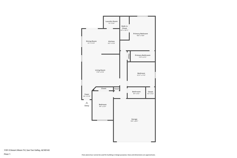 1,880/Mo, 1191 E Desert Moon Trl San Tan Valley, AZ 85143 Floor Plan View