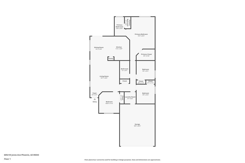 1,990/Mo, 6054 W Jones Ave Phoenix, AZ 85043 Floor Plan View
