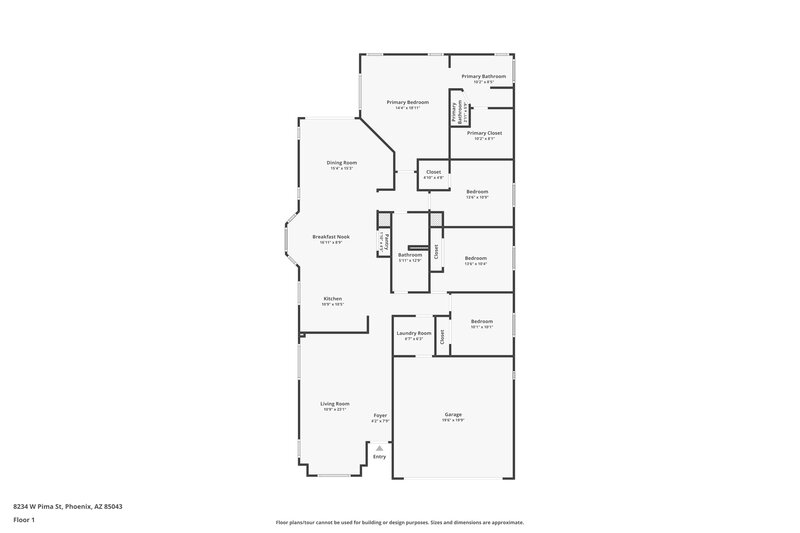1,965/Mo, 8234 W Pima St Phoenix, AZ 85043 Floor Plan View