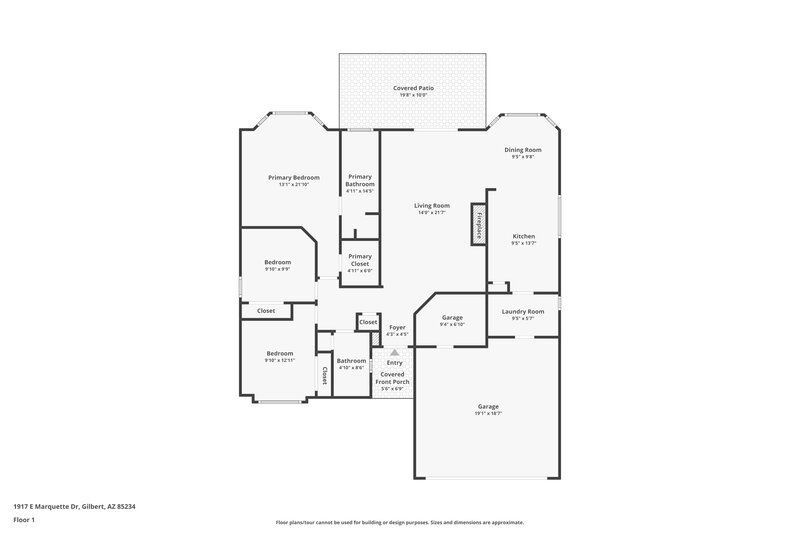 2,160/Mo, 1917 E Marquette Dr Gilbert, AZ 85234 Floor Plan View