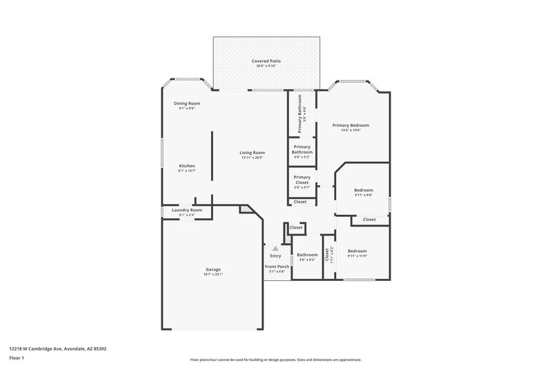 1,980/Mo, 12218 W Cambridge Ave Avondale, AZ 85392 Floor Plan View