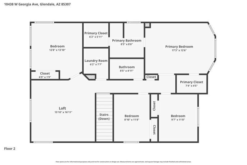 2,250/Mo, 10438 W Georgia Ave Glendale, AZ 85307 Floorplan View 2