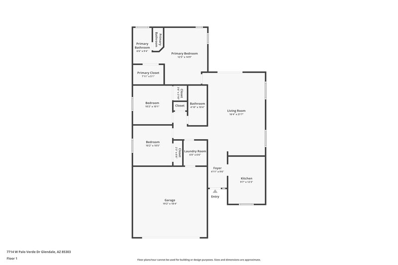 1,825/Mo, 7714 W Palo Verde Drive Glendale, AZ 85303 Floorplan View