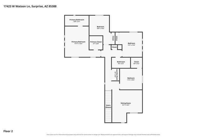 2,315/Mo, 17423 W Watson Ln Surprise, AZ 85388 Floor Plan View 2