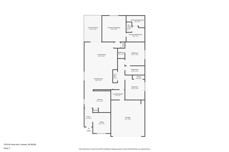 2,200/Mo, 7515 W Irwin Ave Laveen, AZ 85339 Floor Plan View
