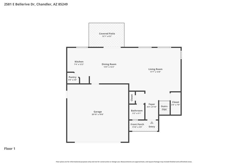 2,245/Mo, 2581 E Bellerive Drive Chandler, AZ 85249 Floor Plan View