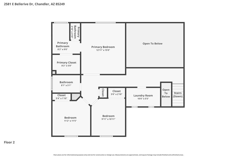 2,245/Mo, 2581 E Bellerive Drive Chandler, AZ 85249 Floor Plan View 2