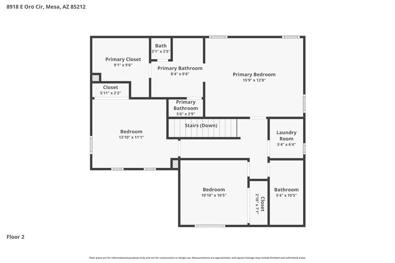 2,175/Mo, 8918 E Oro Cir Mesa, AZ 85212 Floor Plan View 2