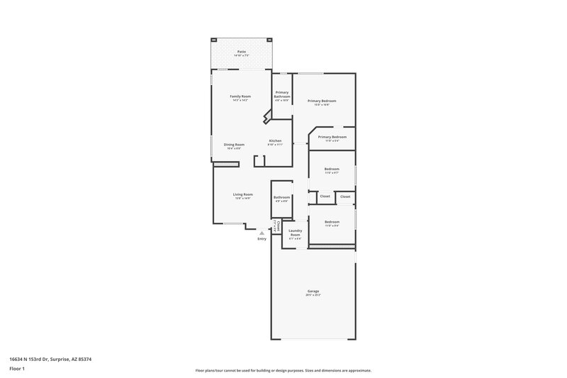 1,870/Mo, 16634 N 153rd Drive Surprise, AZ 85374 Floor Plan View