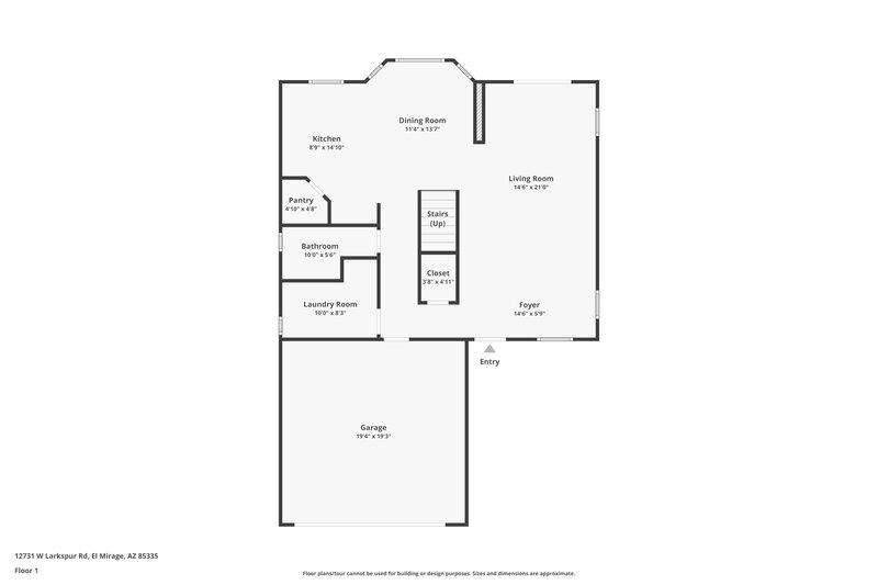 1,645/Mo, 12731 W Larkspur Rd El Mirage, AZ 85335 Floor Plan View
