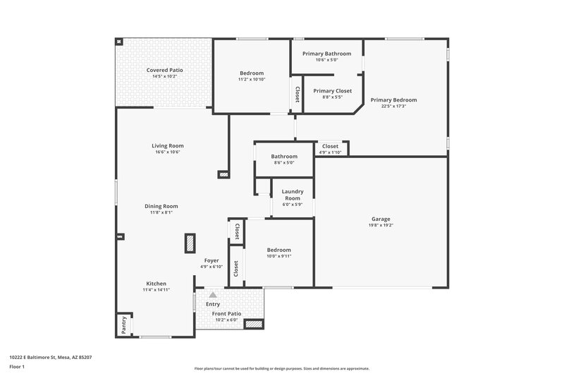 1,955/Mo, 10222 E Baltimore Street Mesa, AZ 85207 Floor Plan View